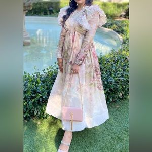 Zimmerman Ruffled Floral-print Linen And Silk-blend Midi Dress 2